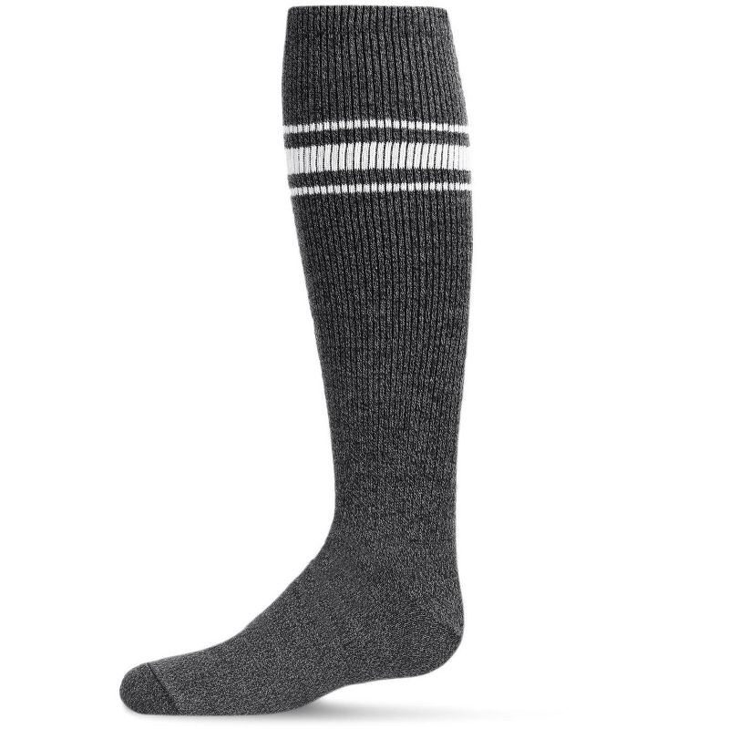 Memoi Marled Ribbed Stripe Girls Cotton Blend Knee High Socks