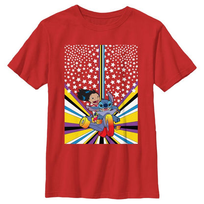 Boy's Lilo & Stitch Friends on Bike Poster T-Shirt
