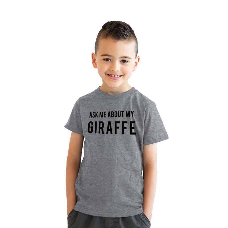 Youth Ask Me About My Giraffe T Shirt Animal Zoo Flip Tee For Kids - Crazy Dog Youth T Shirt