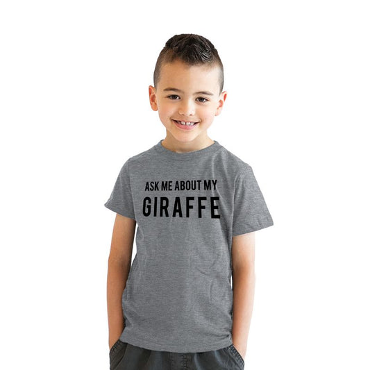 Youth Ask Me About My Giraffe T Shirt Animal Zoo Flip Tee For Kids - Crazy Dog Youth T Shirt