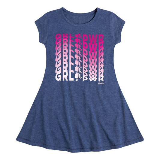 Girls' - Barbie - Girl Power in Illusion Wave Fit & Flair Cap Sleeve Dress