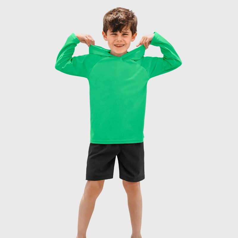 City Threads Swim UPF 50+ Hooded Long Sleeve Rashguard Tee for Boys and Girls - USA-Made