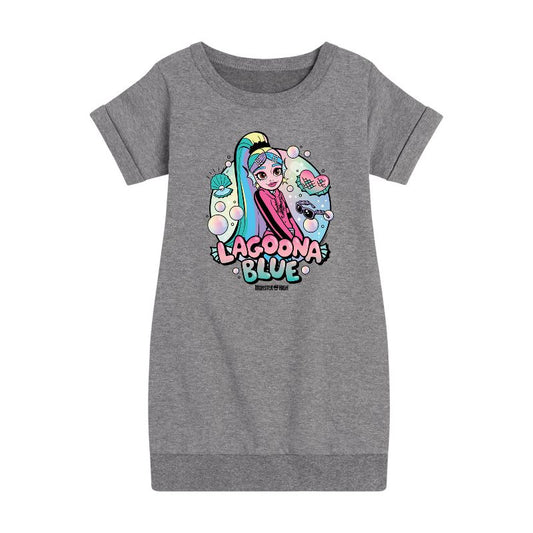 Girls' - Mattel - Lagoona Blue Graphic Short Sleeve Fleece Dress