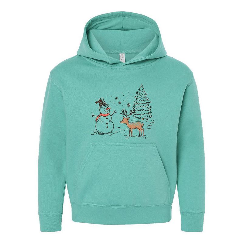 The Juniper Shop Deer Snowman Scene Youth Graphic Hoodie