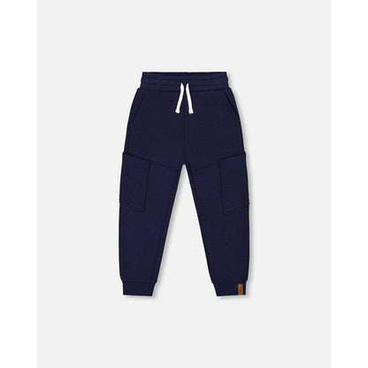 Deux par Deux Boy French Terry Sweatpants with Side Pockets Navy Blue