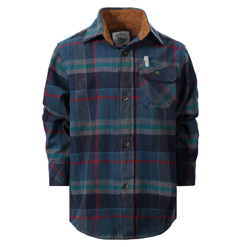 Gioberti Boy's Single Pocket Flannel Shirt with Corduroy Contrast (Part 2)