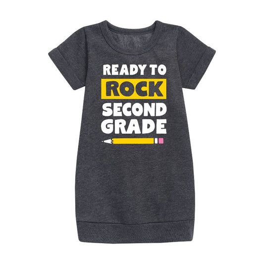 Girls' - Instant Message - Ready To Rock Second Grade Graphic Short Sleeve Fleece Dress