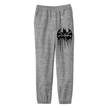 Batman Mask as Logo Drip Icon Athletic Heather Youth Sweatpants-