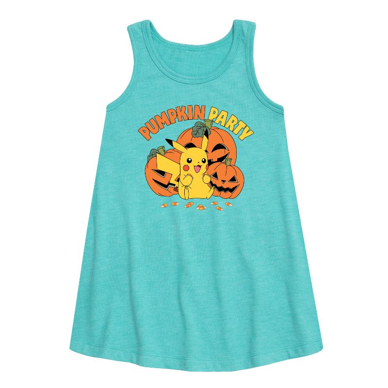 Girls' - Pokémon - Pumpkin Party Graphic Sleeveless Aline Dress