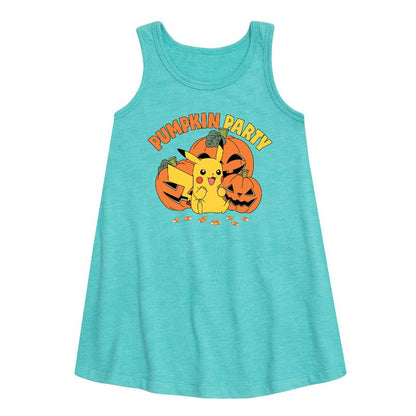 Girls' - Pokémon - Pumpkin Party Graphic Sleeveless Aline Dress