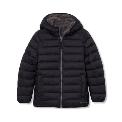 جاكيت Lands' End Kids المقاوم للماء والقابل للعكس بغطاء رأس