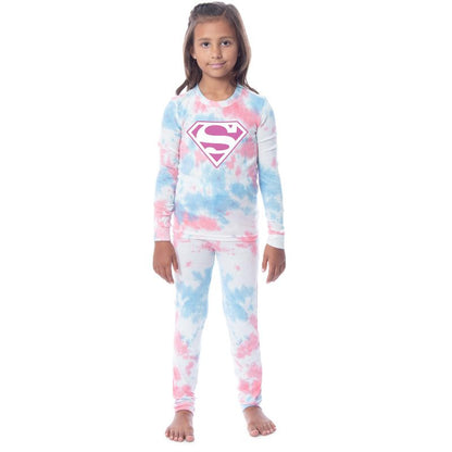DC Comics Kids' Superman Girls Boys 2 Piece Tight Fit Youth Pajama Set Multicolored