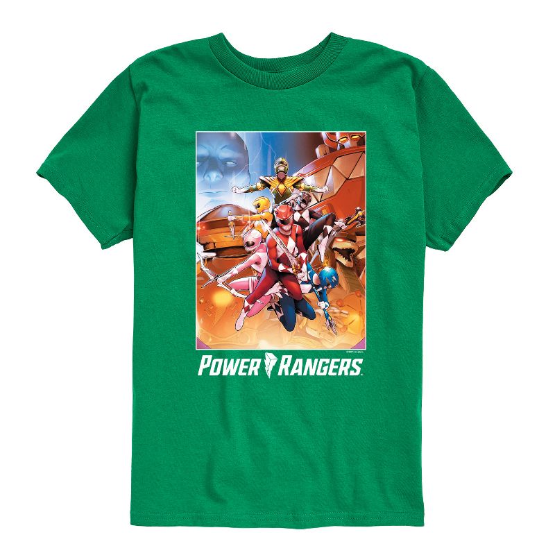 Boys' - Power Rangers - Retro Comic Cover- Boy's Short Sleeve Tee Short Sleeve Graphic T-Shirt