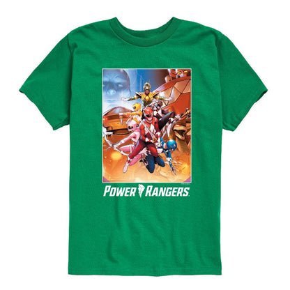 Boys' - Power Rangers - Retro Comic Cover- Boy's Short Sleeve Tee Short Sleeve Graphic T-Shirt