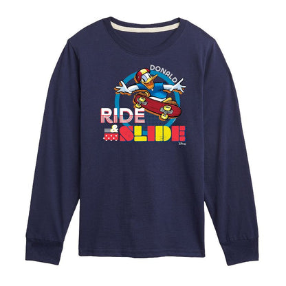 Boys' - Disney - Donald Duck Skater Ride & Slide Long Sleeve Graphic T-Shirt