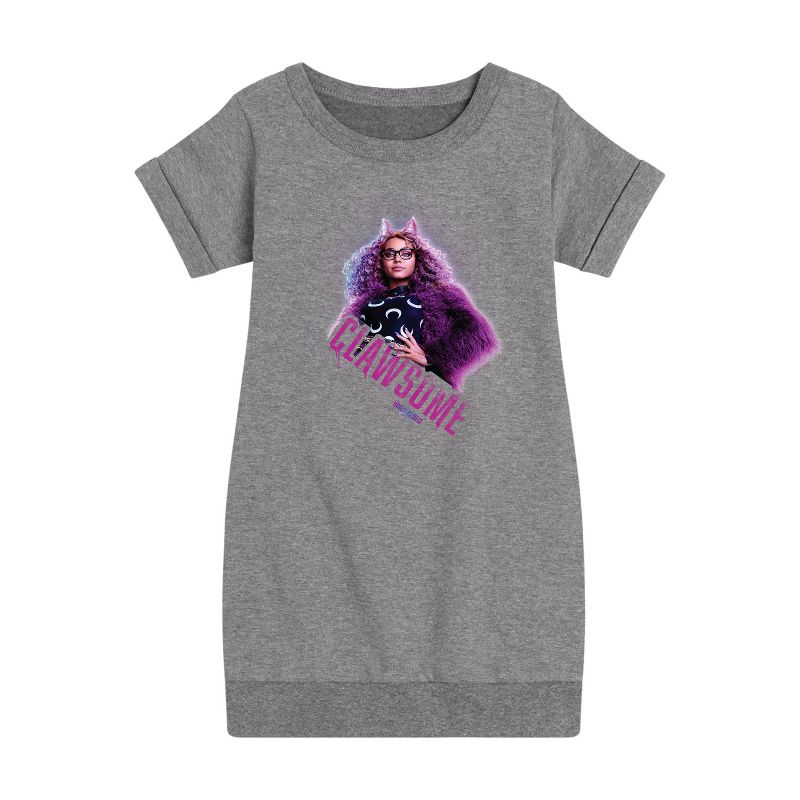 فستان من الصوف بأكمام قصيرة ورسومات جذابة للبنات من Monster High