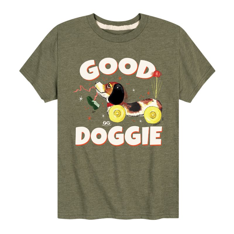 تي شيرت جرافيكي بأكمام قصيرة من فيشر برايس للأولاد، مطبوع عليه صورة كلب داشهند جيد