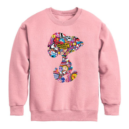 Boys' - Peanuts - Snoopy Silhouette Pattern Graphic Long Sleeve Fleece Sweatshirt
