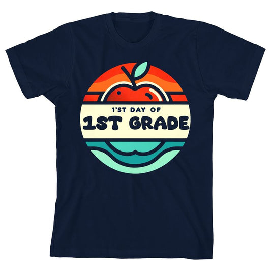 1st day of 1st Grade on Navy Short Sleeve Youth T-Shirt