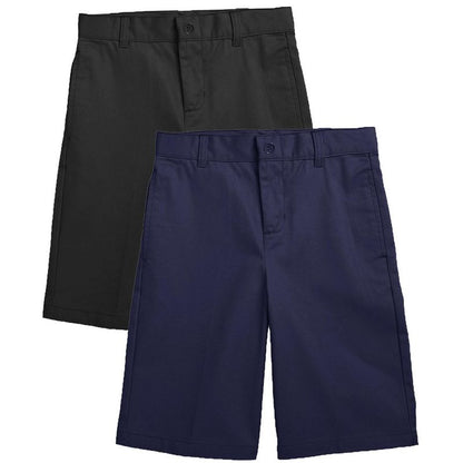 Galaxy Approved Boy's Stretch Slim Fit School Uniform Twill Shorts-2 Pack
