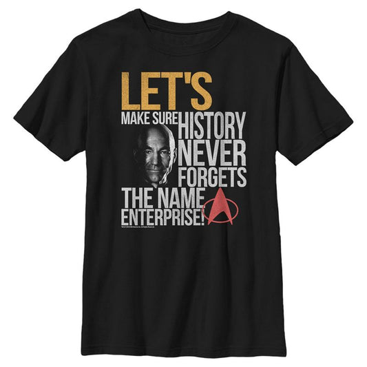 Boy's Star Trek: The Next Generation Captain Picard History Never Forgets The Name Enterprise T-Shirt