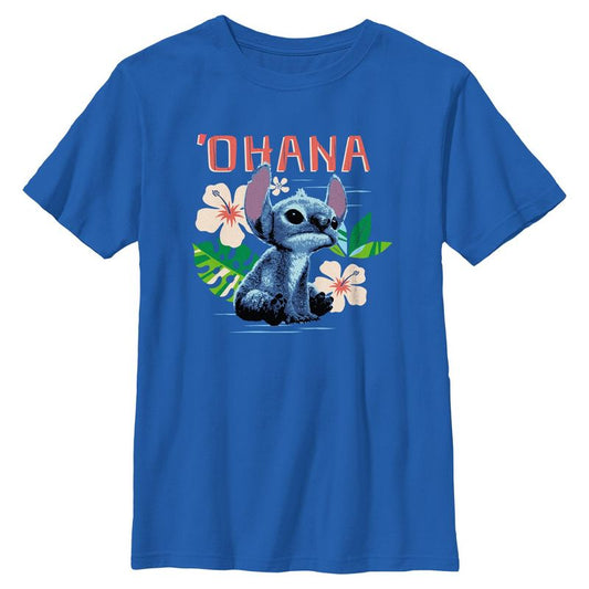 Boys Lilo & Stitch Ohana Flowers T Shirt
