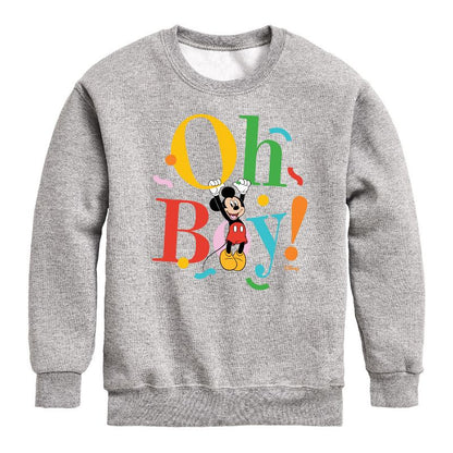 Boys' - Disney - Mickey Oh Boy Graphic Long Sleeve Fleece Sweatshirt