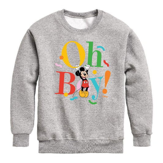 Boys' - Disney - Mickey Oh Boy Graphic Long Sleeve Fleece Sweatshirt