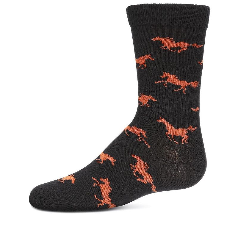 Memoi Boys' Galloping Horse Cotton Crew Socks