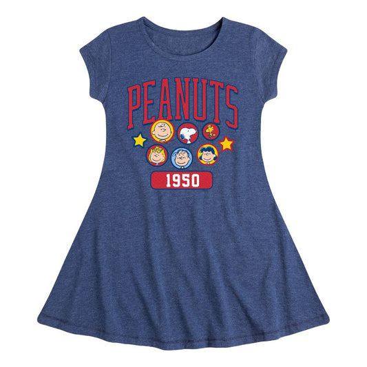 Girls' - Peanuts - Peanuts Crew Athletic Fit & Flair Cap Sleeve Dress
