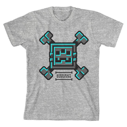 تي شيرت رمادي هيذر للأولاد من Minecraft Dungeons Bone Icon