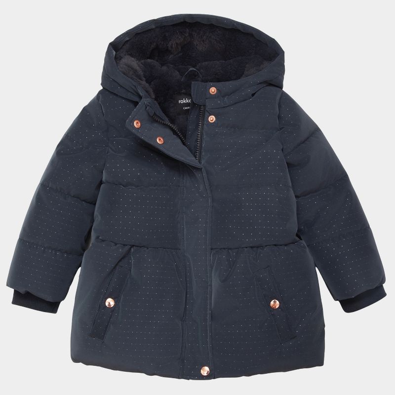 Rokka&Rolla Toddler Girls' Starlight Winter Coat Mini Fur Lined Kids Jacket