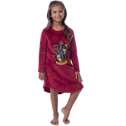 Harry Potter Girls' Hogwarts Houses Crest Raglan Pajama Nightgown-All Houses