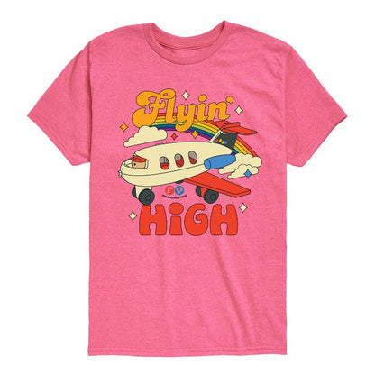 تي شيرت فيشر برايس للأولاد بأكمام قصيرة ورسومات قوس قزح وطائرة عالية الارتفاع