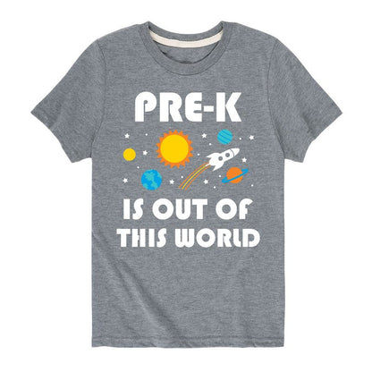 تي شيرت جرافيكي بأكمام قصيرة مطبوع عليه "Out Of This World" للأولاد - رسالة فورية - ما قبل الروضة