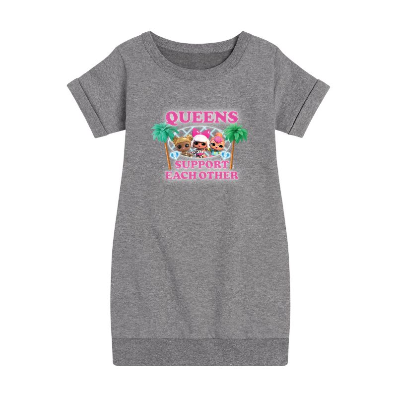 Girls' - Lol Surprise! - Queens Support Each Other Graphic Short Sleeve Fleece Dress