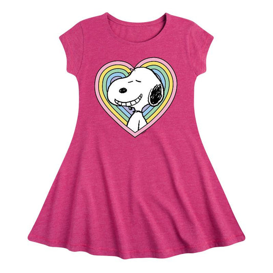 Girls' - Peanuts - Snoopy Heart Fit & Flair Cap Sleeve Dress