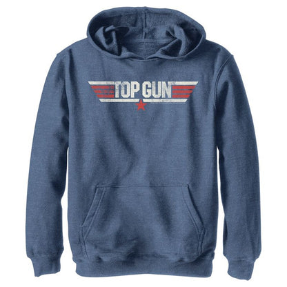 Boy's Top Gun Logo Distressed Pull Over Hoodie