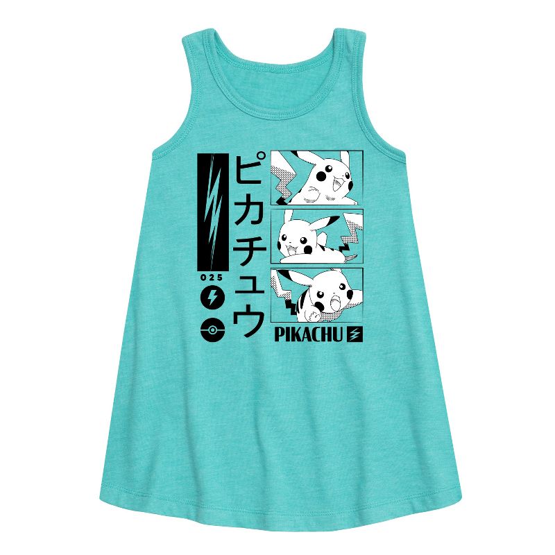 Girls' - Pokémon - Pikachu Manga Lightning Graphic Sleeveless Aline Dress
