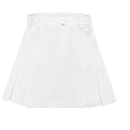 Girls Denim Skirts with Side Pockets Pleated Hem Skirts Casual Mini Denim Skirts