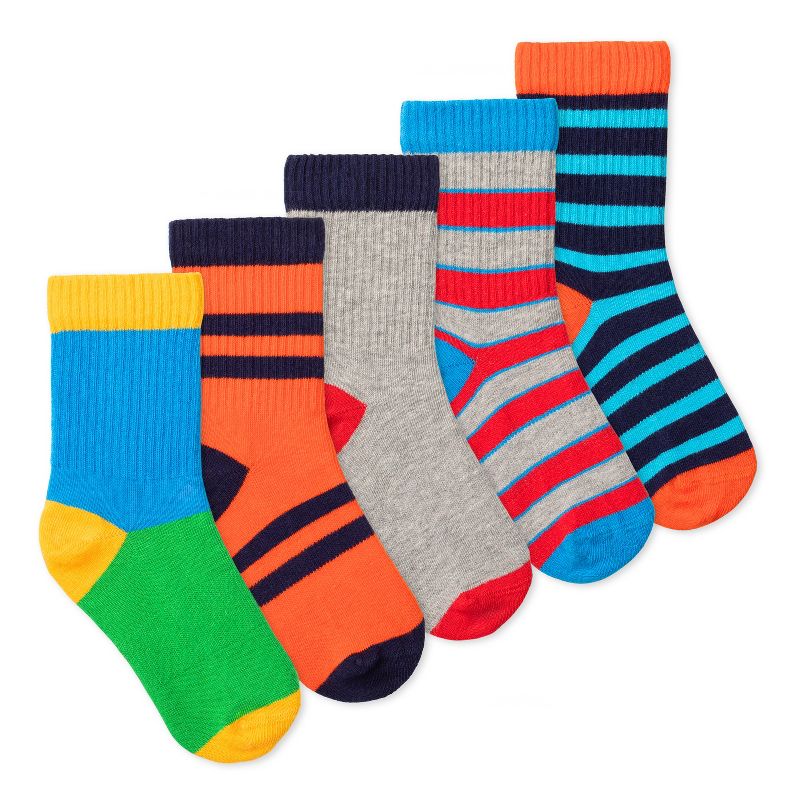 Lucky & Me Casey Kids Crew Socks Multiple Colors and Sizes (5-Pack)