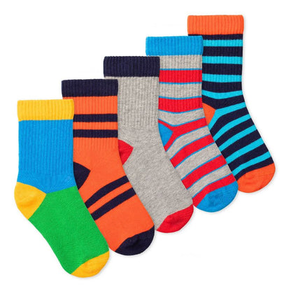 Lucky & Me Casey Kids Crew Socks Multiple Colors and Sizes (5-Pack)