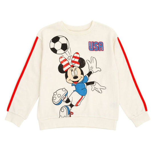 Disney Minnie Mouse Girls French Terry Oversized Drop Shoulder Sweatshirt Little Kid to Big