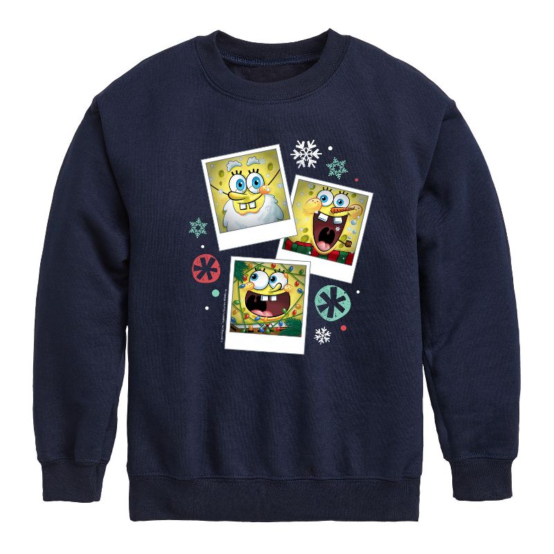 Boys' - SpongeBob SquarePants - Christmas Photo Collage Graphic Long Sleeve Fleece Sweatshirt