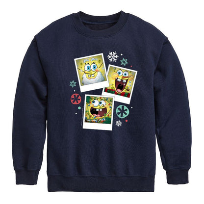 Boys' - SpongeBob SquarePants - Christmas Photo Collage Graphic Long Sleeve Fleece Sweatshirt