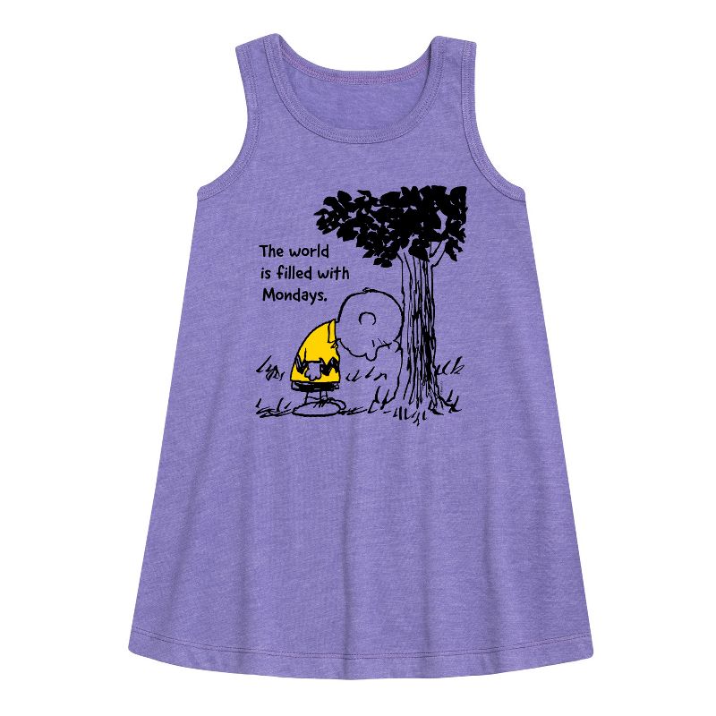 Girls' - Peanuts - World Filled With Mondays Graphic Sleeveless Aline Dress