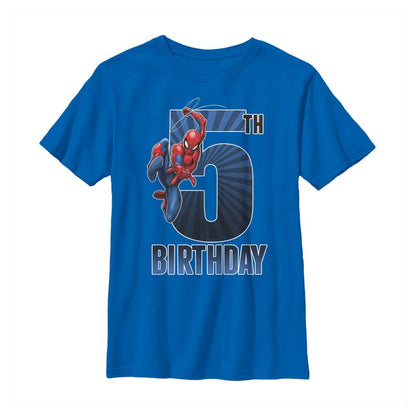 Boy's Marvel Spider-Man Swinging 5th Birthday T-Shirt