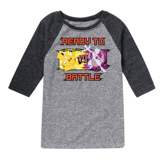 Boys' - Pokémon - Pikachu Mewtwo Battle Raglan Graphic T-Shirt