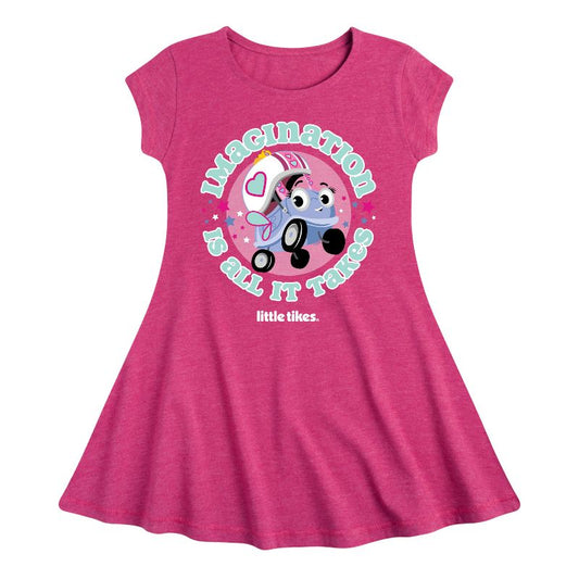 فستان بأكمام قصيرة بتصميم أنيق وعصري للفتيات من ليتل تايكس - الخيال هو كل ما يتطلبه الأمر