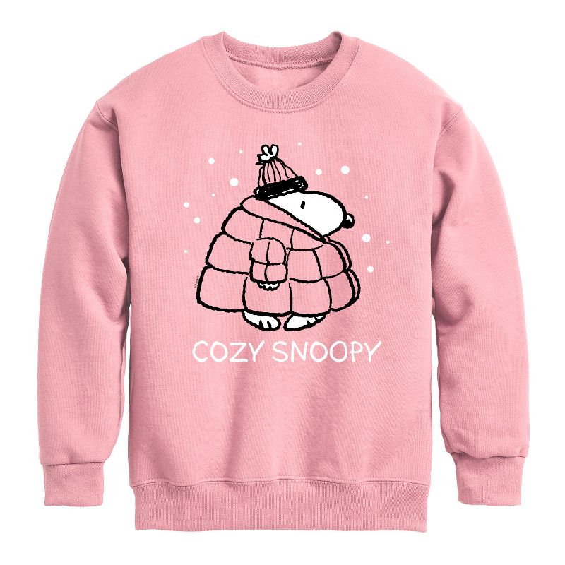 Boys' - Peanuts - Cozy Snoopy Graphic Long Sleeve Fleece Sweatshirt
